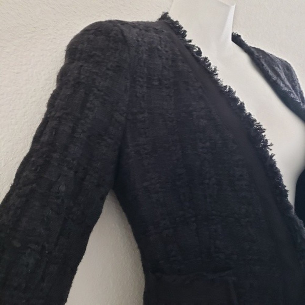 Zara Black Textured Blazer with Ribbon Tie - Picture 4 of 7
